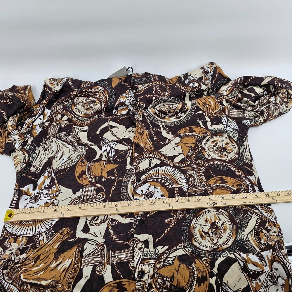 NWT Men's River Island Button Down Shirt Rome Themed Chariots Horses Size XL - Picture 5 of 9